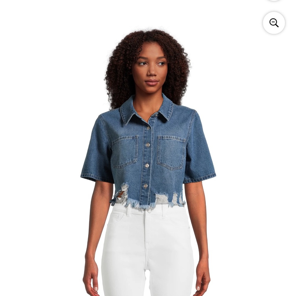 NWT Blue Denim Cropped Shirt